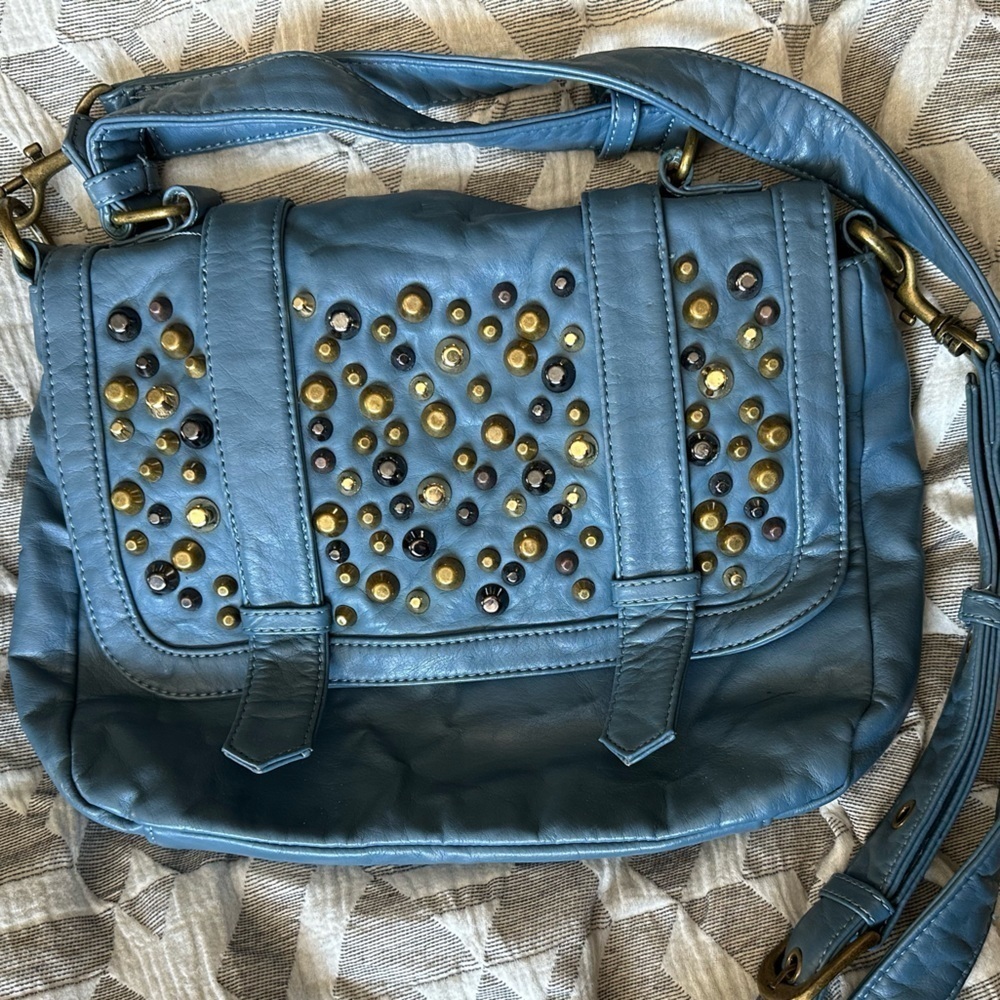 Blue studded Matt & Nat crossbody 21 bag